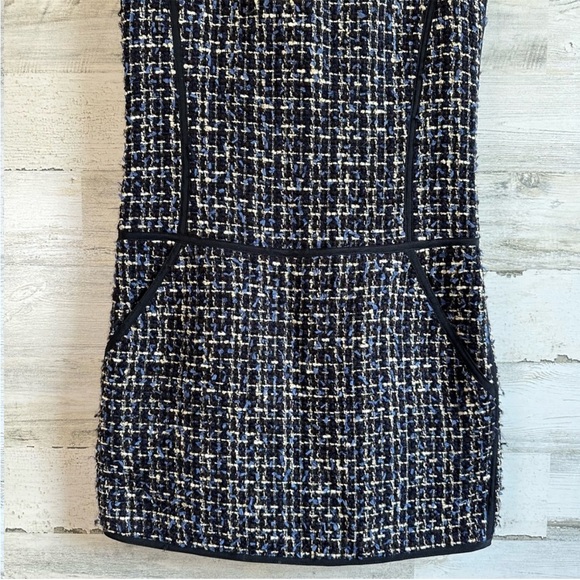 Theory Tweed Wool Blend Sleeveless Mini Sheat Dress with Pockets Sz 0 Black - Picture 4 of 12